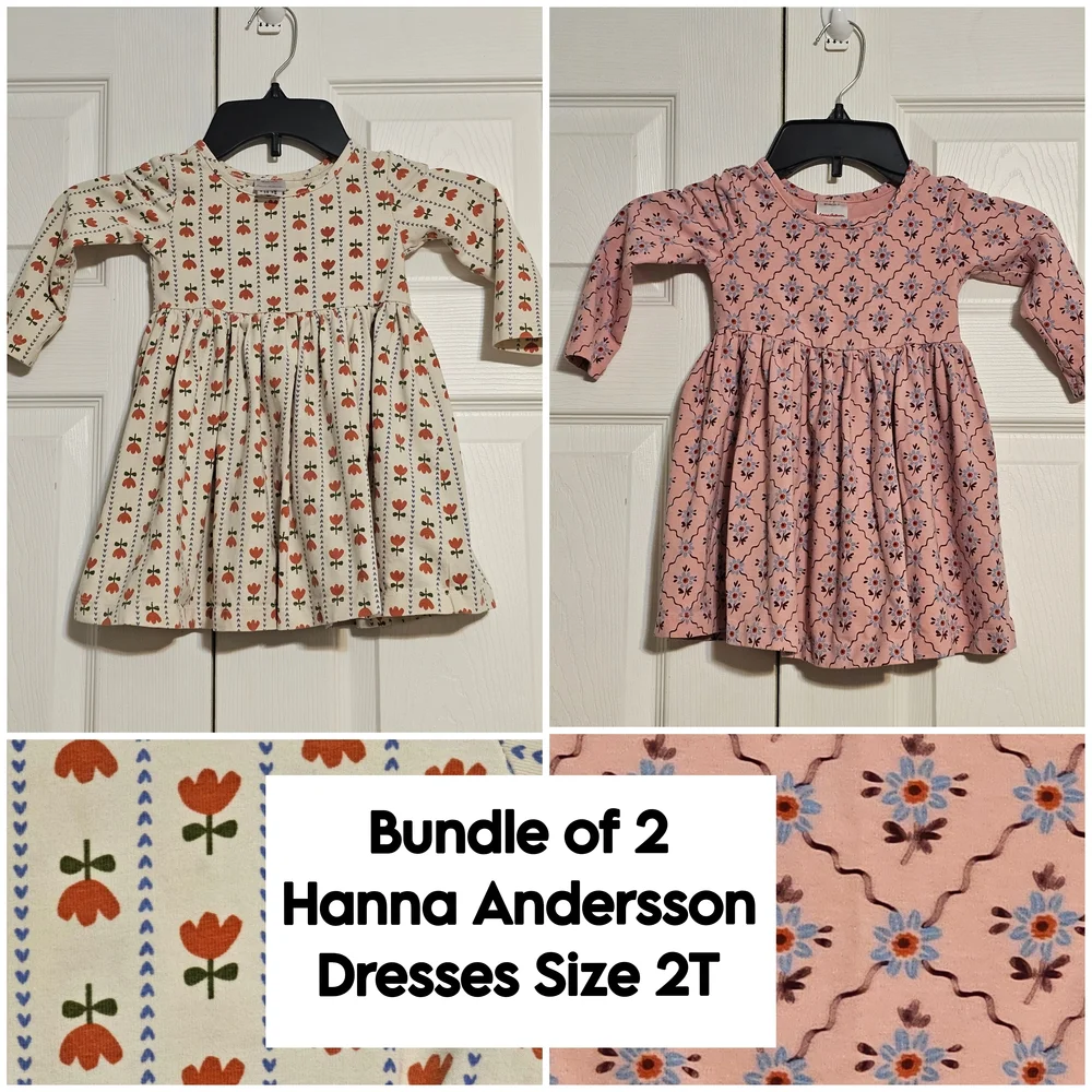 Hanna Andersson BUNDLE of 2 Organic Cotton Play Dresses (Total MSRP $88) 2T - Picture 1 of 13